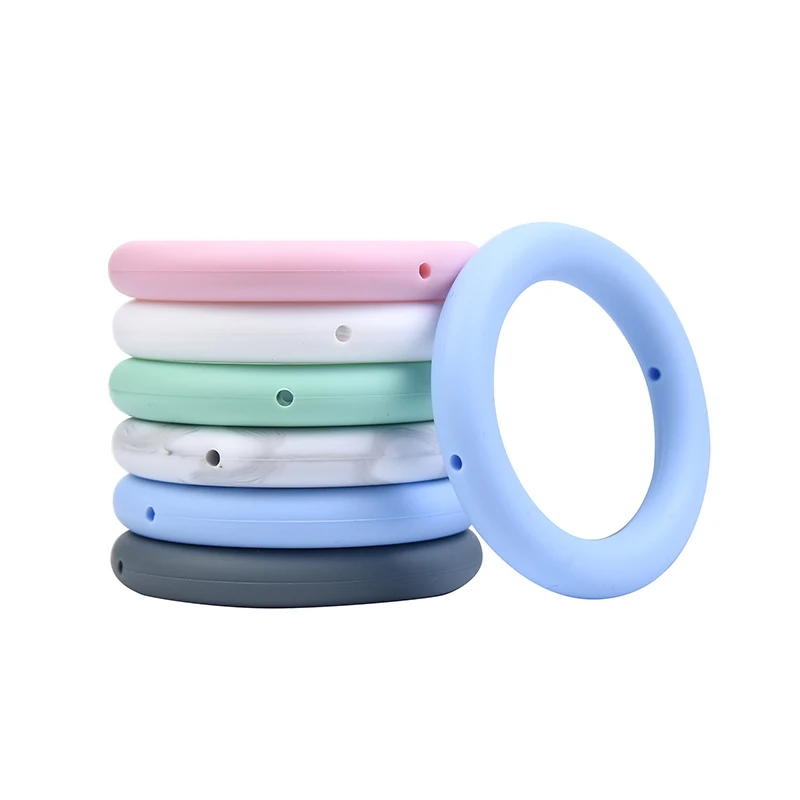 

Mabochewing 1pcs 65mm Large Size Silicone Teether Rings BPA Free Soft Baby Teethers with Holes