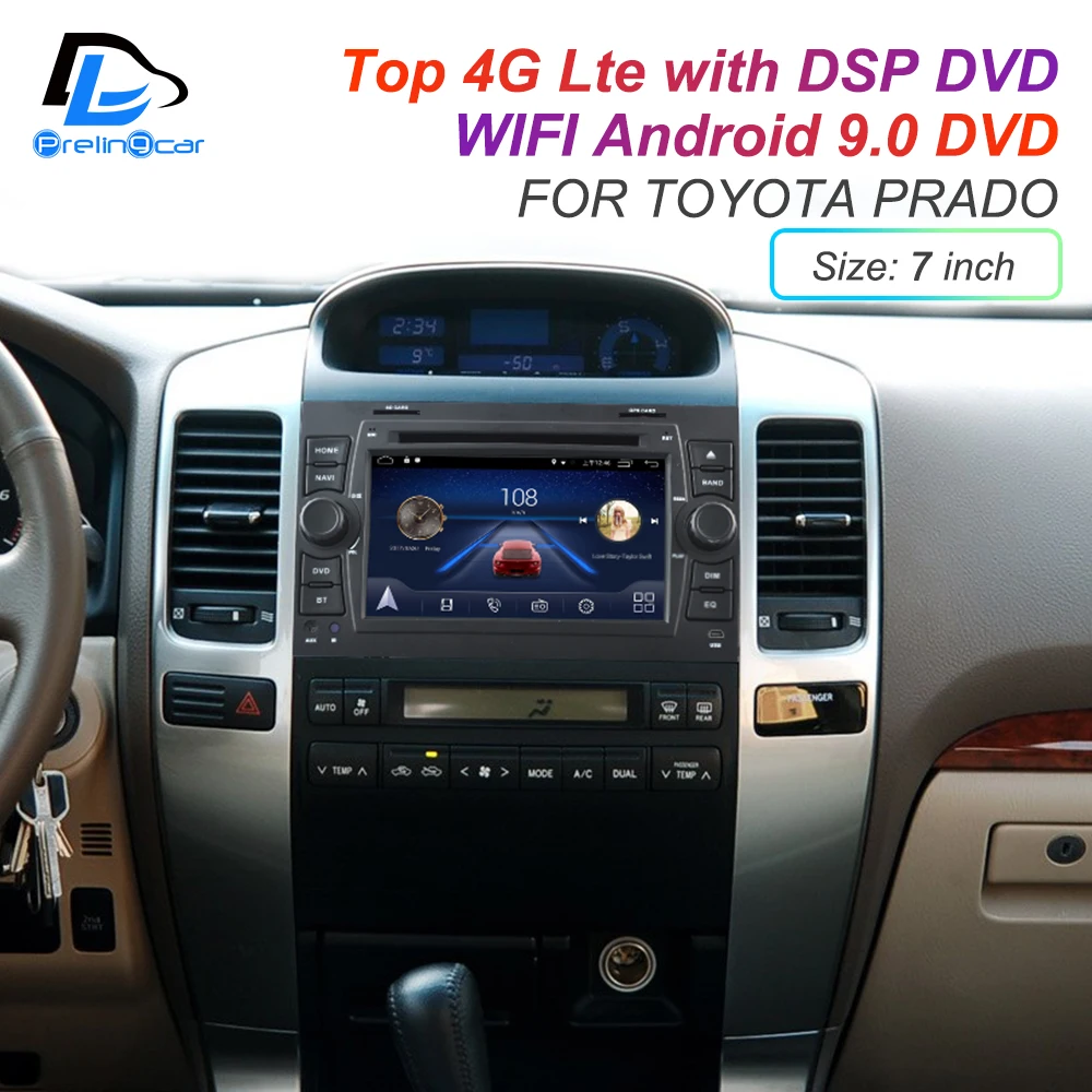 Android 9,0 DSP 4G Lte мультимедийный dvd-плеер для TOYOTA Prado LAND Crusier подголовник монитор Радио Стерео навигационная система