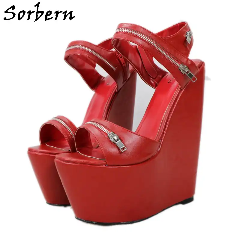 deep red heeled sandals
