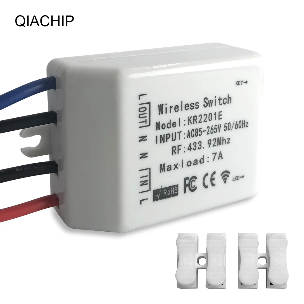 

QIACHIP 433 MHz Wireless AC 110V 220V 1 CH Remote Control Switch mando garaje receiver remoto For Light Lamp Door Opener Diy