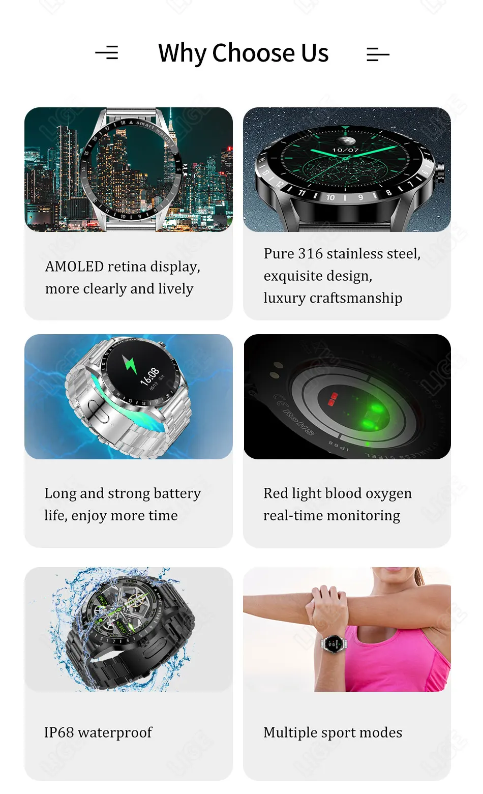 LIGE 2022 New Full Touch Round AMOLED Screen Smart Watch Men Sport Fitness IP68 Waterproof Mens Bluetooth Smartwatch Android iOS
