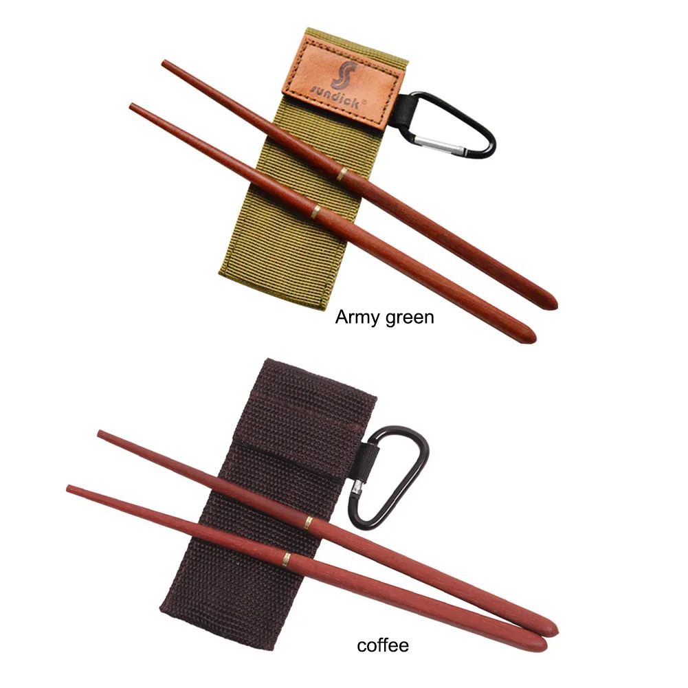 Chopsticks 1 Pair Mahogany Folding Outdoor Camp Picnic Travel Non-slip Tableware Stainless Steel camping cutlery portable tableware portable cutlery titanium tableware