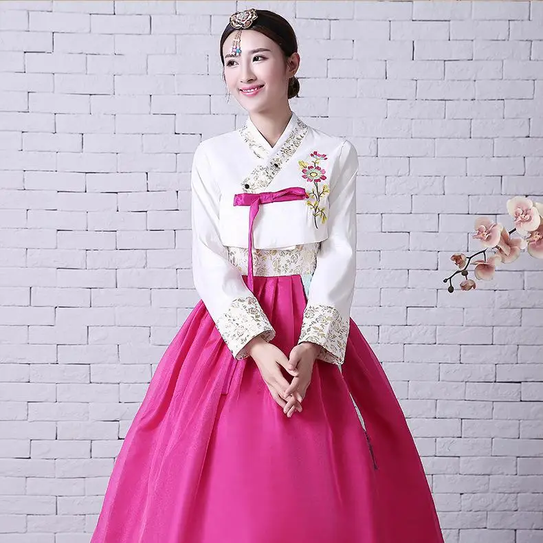 Высокое качество, женское платье с цветочной вышивкой, традиционная одежда ханбок, корейские свадебные платья, национальные Женские королевские платья для танцев - Цвет: Style B