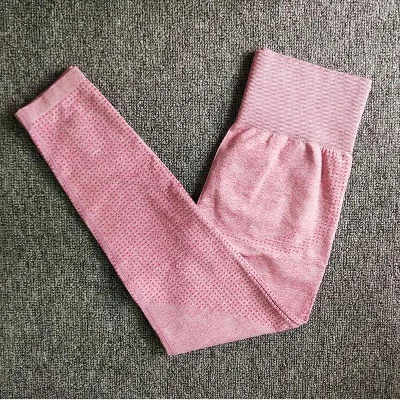 Для женщин бесшовные yoga комплект Фитнес спортивные костюмы одежда для спортзала yoga одежда с длинным рукавом рубашки Высокая Талия Запуск леггинсы, штаны для тренировки рубашки для мальчиков - Цвет: Pink   leggings