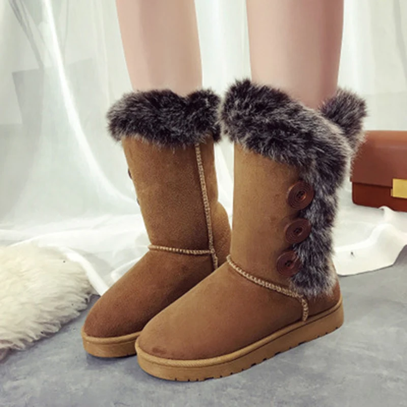 

Slip-On Fur Winter Snow Boots Women Shoes Button Round Toe New Snow Boots Women Shoes Female Warm Classic Zapatos De Mujer 2019