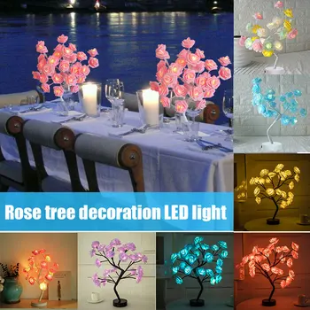 

LED Lamp Rose Flower Tree Shape Battery Powered Decorative LED Table Lights Parties Xmas Wedding TN99