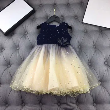 

European and American children's wear 2020 summer new style Flower adornment Sleeveless star print Baby girl dress