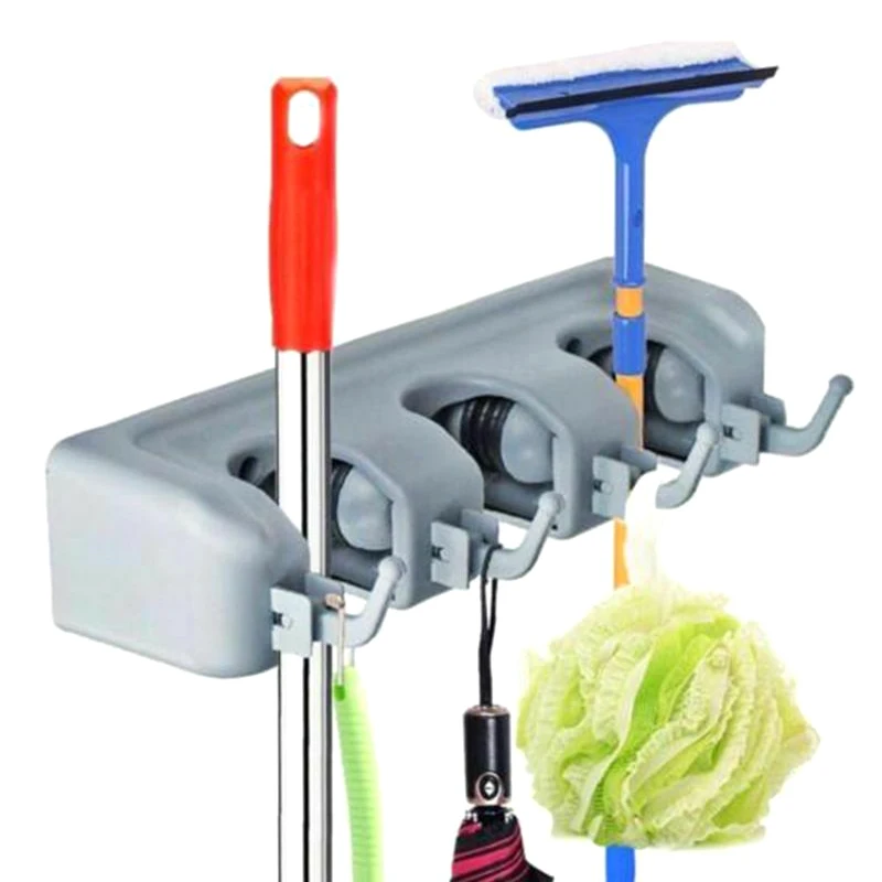 

Kitchen Wall Mounted Mop Rack Brush Broom Holder Hanger Organizer Storage Tool for Home AIA99