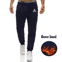 Мужские спортивные штаны для бега с принтом черепа, осенние мужские повседневные эластичные мешковатые брюки для фитнеса, мужские флисовые теплые зимние спортивные штаны