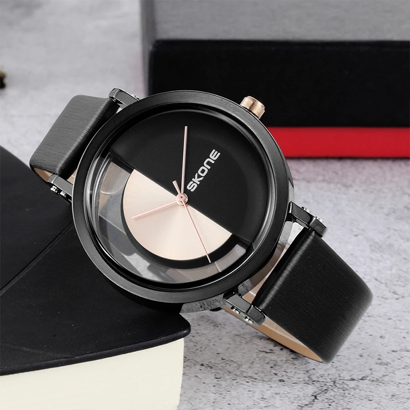 SKONE Brand, 2021 Continuously Simple Style women's Watch, Leather strap, quartz waterproof watch