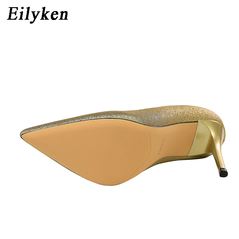 EilyKen/Новые осенние женские туфли на высоком каблуке; пикантные выразительные свадебные туфли с острым носком; цвет золотистый, серебристый, шампань; Туфли на тонком каблуке
