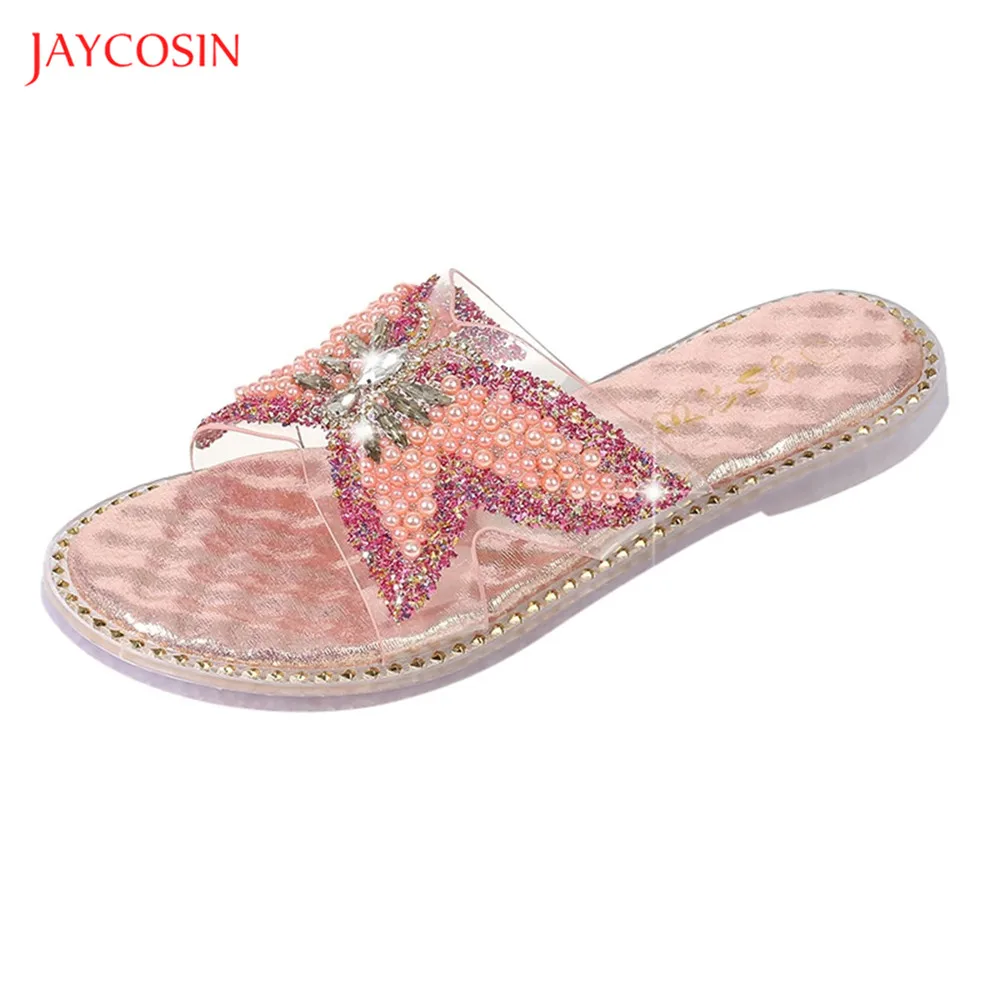 Jaycosin 2020 новые женские тапочки летние красные губы насекомые Стразы модная