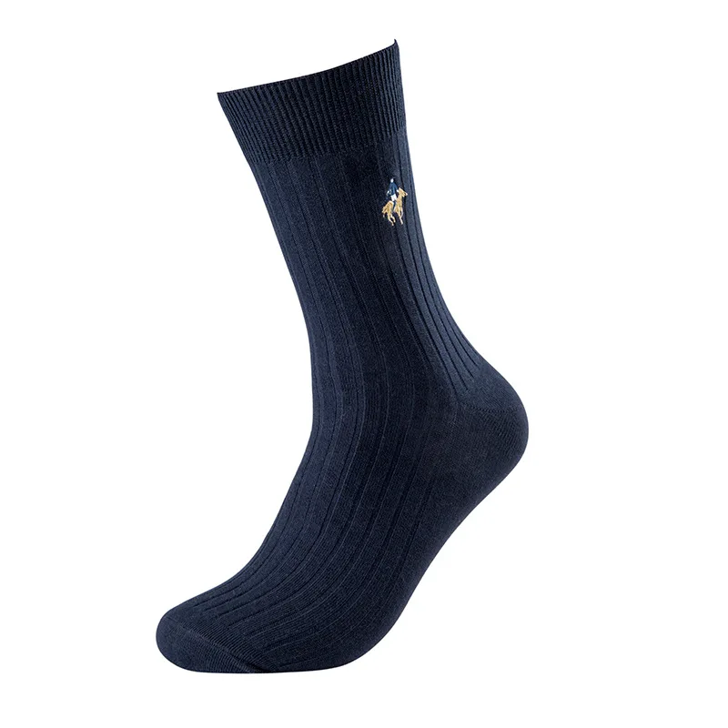 PIER носки поло Зимние фирменные мужские носки 97% хлопок Компрессионные носки с дезодорантом вышивка модное платье носки для мужчин - Цвет: Тёмно-синий