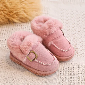 

Winter Kids Cotton Shoes Plush Warm Girls Sneakers Fashion Solid Color Girls Snow Boots Toddler Boy Shoes Soft Bottom STP017