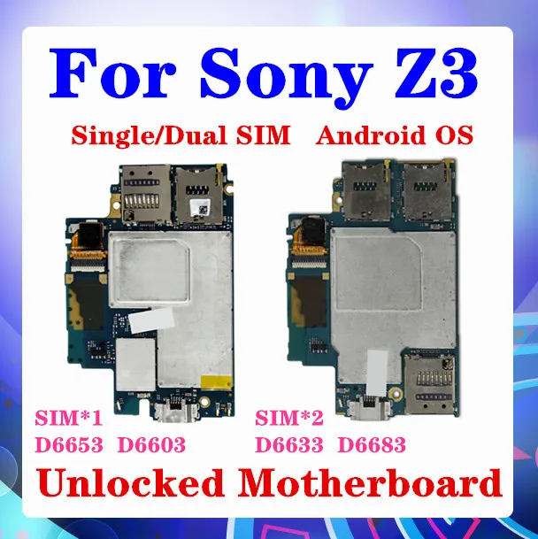 100% оригинал для Sony Xperia Z3 D6603 материнская плата 16 ГБ D6653 D6633 D6683 логическая с