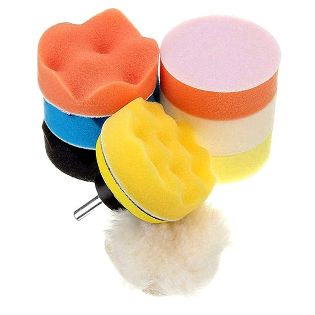 

3 inch Car Polishing Disc 10Pcs/Set Self-Adhesive Buffing Waxing Sponge Wool Wheel Polishing Pad For Car Polisher Drill Adapter