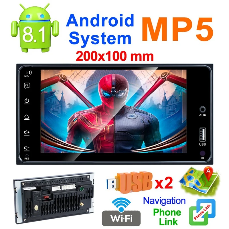 Новый Android 8,1 автомобильный радиоприемник Gps навигация 2 Din автомобильный радиоприемник 7 дюймов Автомобильный Mp5 мультимедийный плеер Wifi