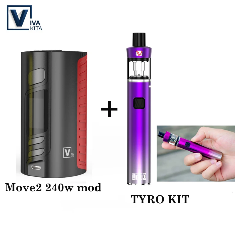 With TYRO KIT Подарочный набор 240 Вт Батарея мод vape электронная сигарета MOVE 2 240 Вт коробка мод поддержка 18650 батарея мод для 510 набор ниток - Цвет: With TYRO KIT