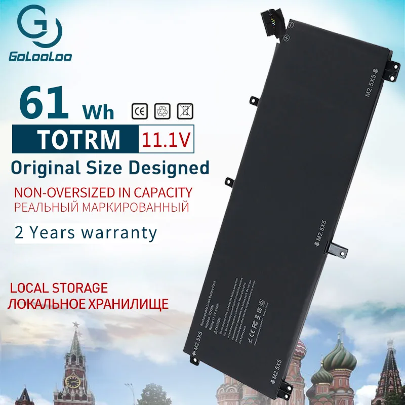 Golooloo 61 WH 11.1V T0TRM New Laptop Battery for For Dell XPS 15 9530 Precision M3800 TOTRM H76MV 7D1WJ Free 2 Years Warranty | Компьютеры