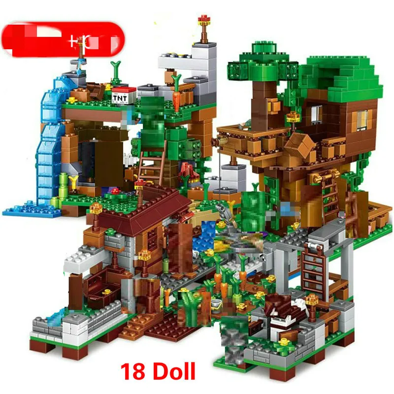 1208 шт. строительные блоки для Legoinglys Minecraftinglys деревня конь город дерево дом