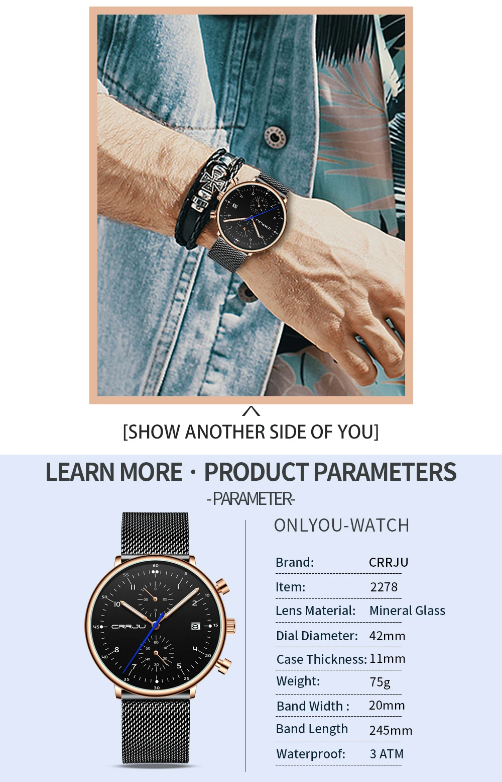 Топ бренд crrju Роскошные Мужские Бизнес часы модные кварцевые мужские водонепроницаемые часы спортивные мужские наручные часы Relogio Masculino