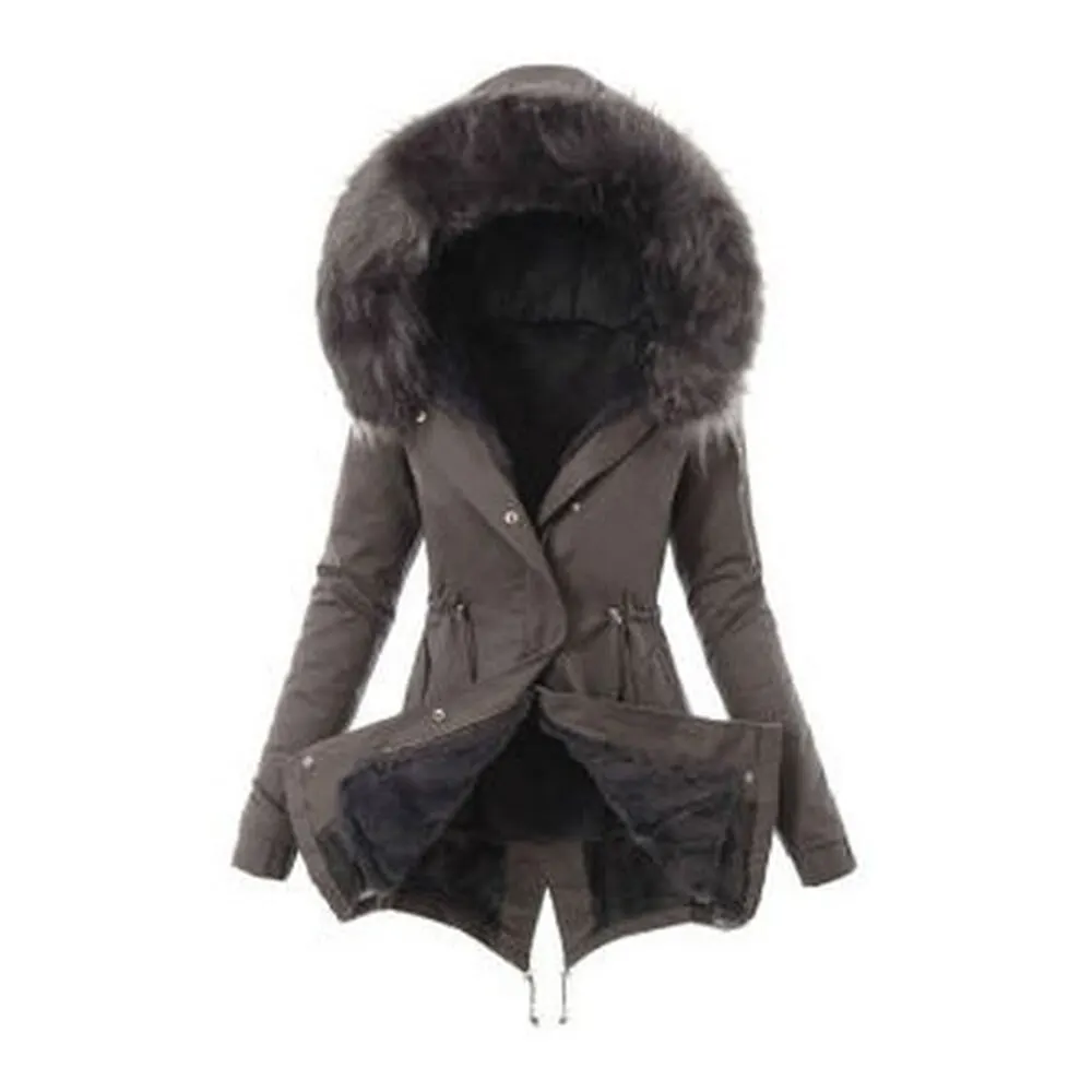 OEAK, осенне-зимние женские парки, Европейская мода, одноцветная куртка с капюшоном, Повседневная Свободная куртка с длинным рукавом, пальто с хлопковой подкладкой, S-3XL - Цвет: gray