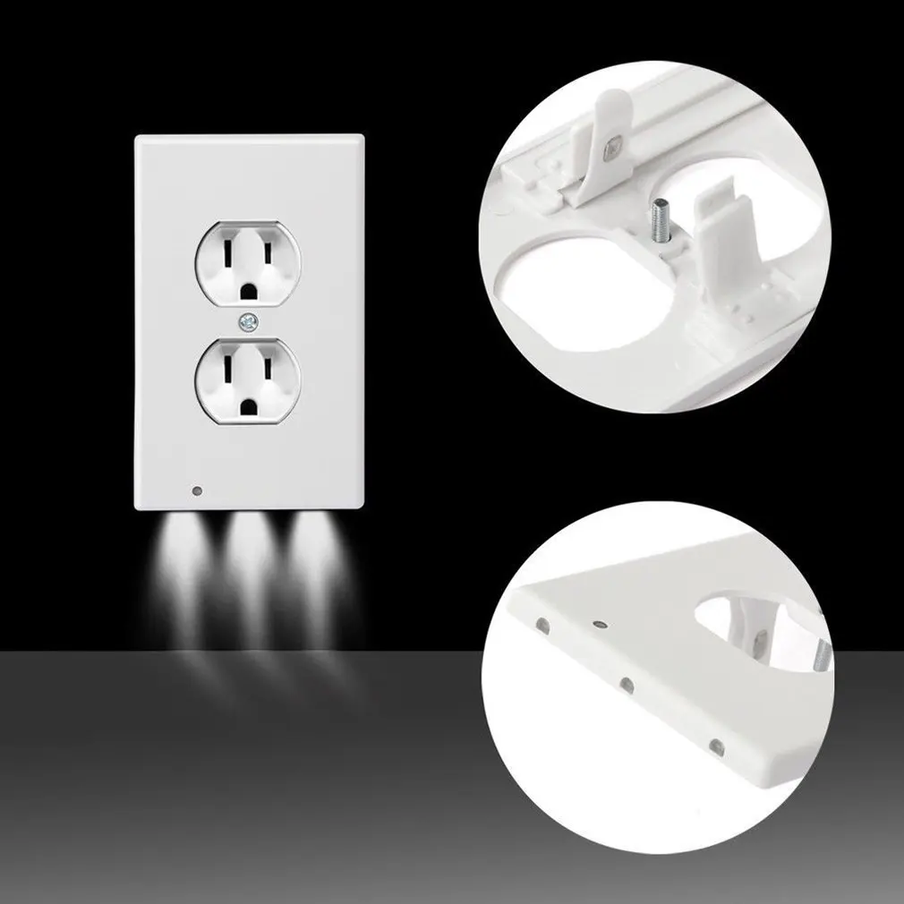 Hallway Emergency Lamp Outlet Cover Light Sensor Outlet Wall Plate With Led Night Lights Bedroom Bathroom Night Lamp