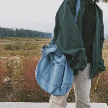 Горячая Новая мода кукольная Высокая емкость женская сумка через плечо джинсовая большая емкость простая винтажная Повседневная сумка K2