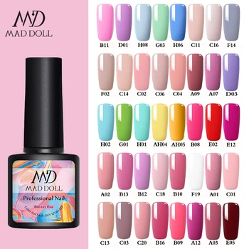

MAD DOLL Nail Gel Polish All For Manicures Semi Permanent Vernis Top Coat UV LED Gel Varnish Soak Off Nail Art Gel Nail Polish