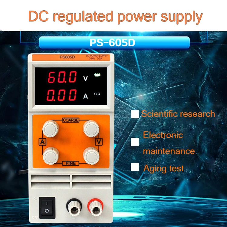 

4 PCS LED Digital PS605D Adjustable Variable Portable DC Switching Power Supply Output 0-60V 0-5A Support AC 110-220V