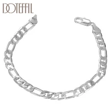 DOTEFFIL 925 Sterling Silver 4mm/6mm Classic Man Women Bracelet For Wedding Engagement Party Fashion Jewelry DOTEFFIL 925 Sterling Silver 4mm/6mm Classic Man Women Bracelet For Wedding Engagement Party Fashion Jewelry