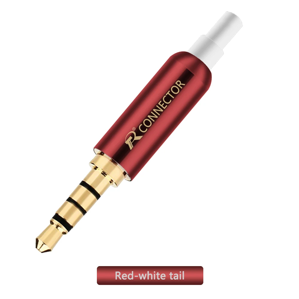 Red-White Tail Высокое качество 3,5 мм разъем аудио разъем 4 полюса Позолоченные Наушники Адаптер для DIY стерео гарнитура наушники/ремонт наушников - Цвет: Red-White Tail