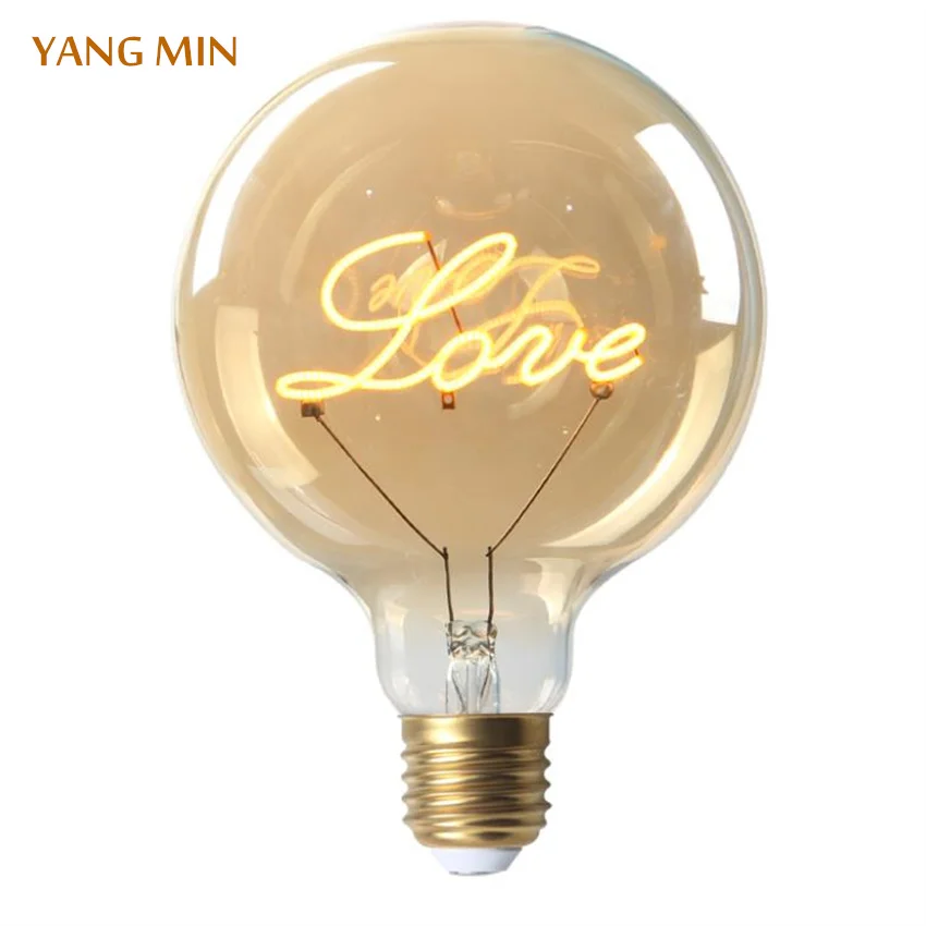 YANG MIN Free Shipping 2021 hot sale Selling 4W dimmable Led Bulb Love Flexible Light Bulb Filament G125