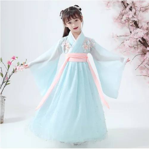 

Ancient Chinese Costume Child Kid Fairy Dress Cosplay Hanfu Folk Dance Performance Clothing Chinese Traditional Dress for Girls