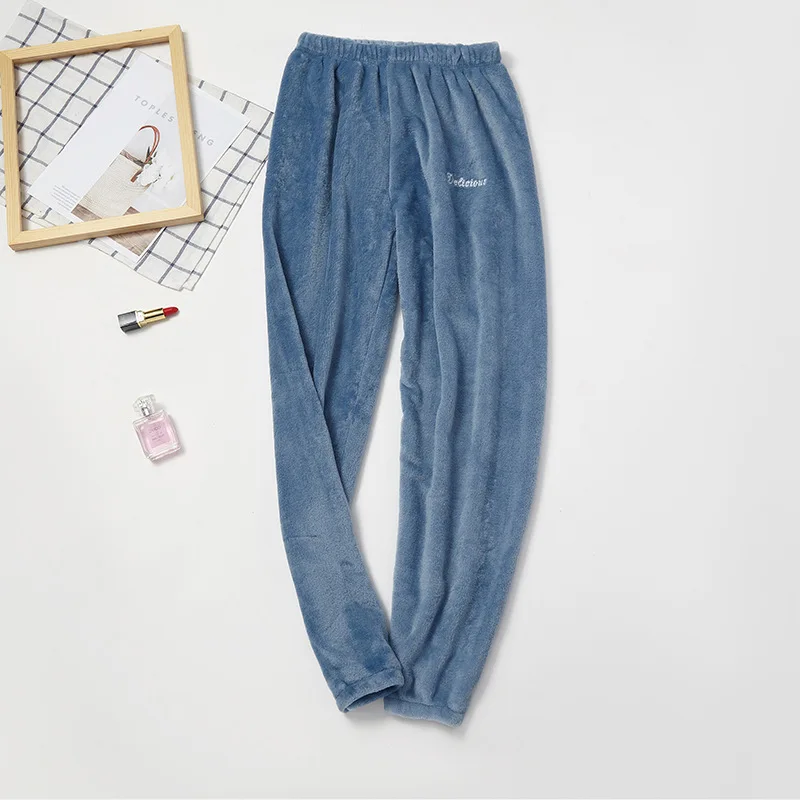 Зимние теплые фланелевые длинные пижамные штаны Feier, женские штаны высокого качества, новинка, стильные пижамные штаны размера плюс, штаны для отдыха - Цвет: Slim Ankle Blue