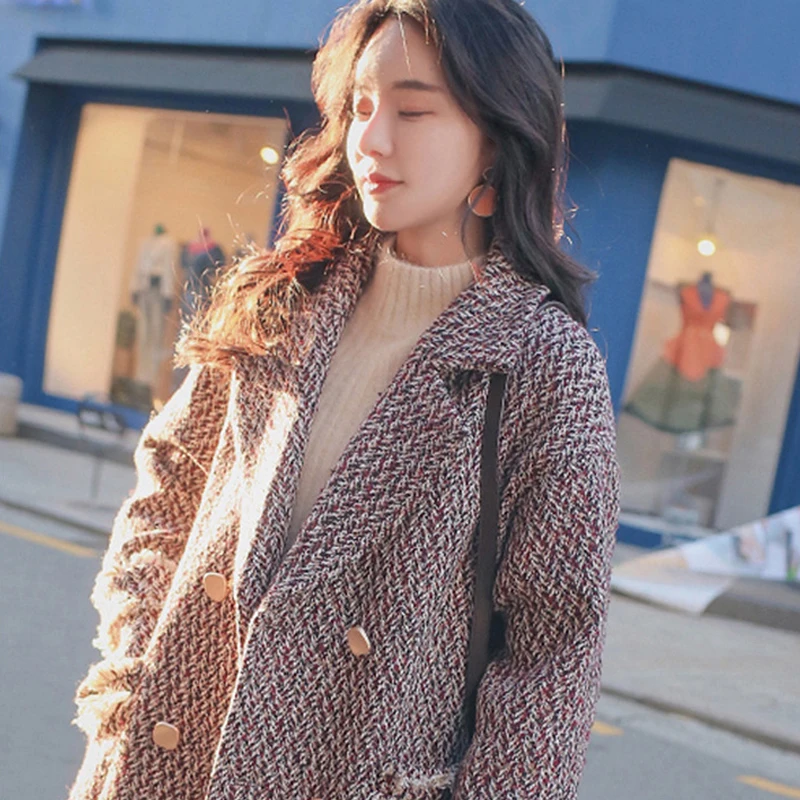 Overcoat Woman Winter Plus Size 5XL Fashionable Casual Female Loose Long Tweed Coat Warm Oversize Office Attire