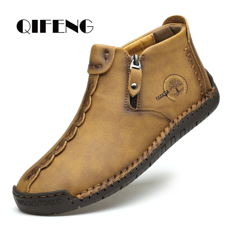 2020 New Men Winter Boots Fashion Leather Autumn Snow Casual Shoes Outdoor Light Ankle Warm Fur Free Shipping Cowboy | Обувь