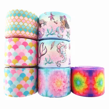 

18032208, 1" 25mm or 1.5" 38mm 5 yards/lot fish scale printed grosgrain ribbons cartoon ribbon DIY handmade materials
