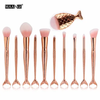 

MAANGE 11Pcs Mermaid Makeup Brushes Set Cosmetic Beauty Tool Kits Eye Shadow Blending Powder Foundation Contour Blush Brush Hot