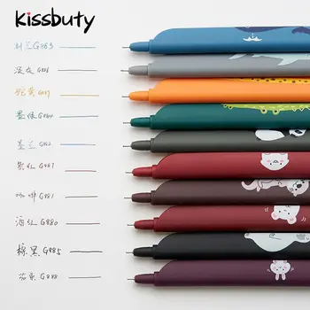 

10 Colors Retro Color Gel Pen Set 0.5mm Creative journal Cute Animal Ruler Pens for Bullet Diary Hand account Drawing Stationery