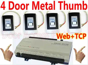 

4 Door+ 4 Metal Case Fingerprint open 4 door system, Web IP 4 Door Control Access Panel+4 pcs of Metal Thumb kit bioFingerprint