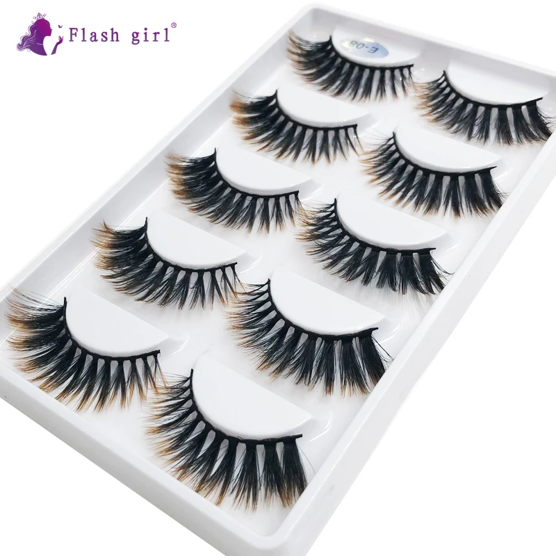 

Flash girl soft eyelashes E08 5pairs colorful mink eyelashes 16 styles thick eyelashes