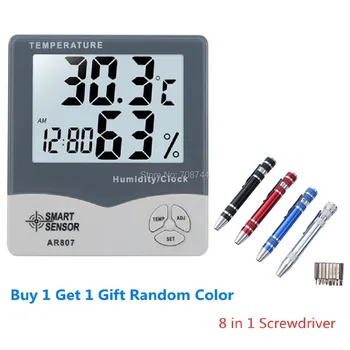 

Smart Sensor AR807 Digital Hygrometer Thermometer Wet And Dry Thermometer Meter With Calendar & Clock Alarm