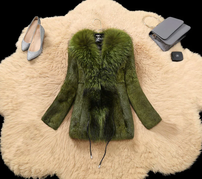 women real rabbit fur coat natural fur jacket female clothing (7)