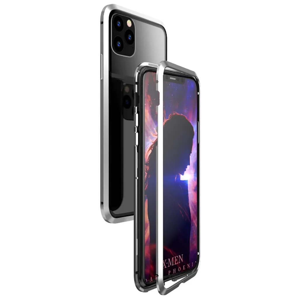 Магнитный металлический чехол-бампер для iPhone 11 11 Pro 11 Pro Max, односторонний стеклянный защитный чехол для iPhone 11 Pro 919#2 - Цвет: SL