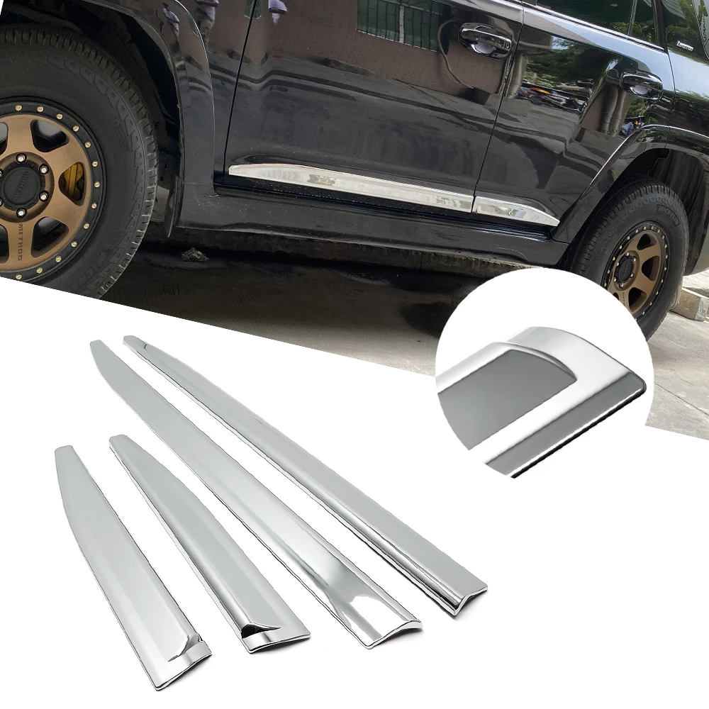 4pcs Chrome Body Side Molding Trim Door Protector For Toyota 4runner 2010 2011 2012 2013 2014