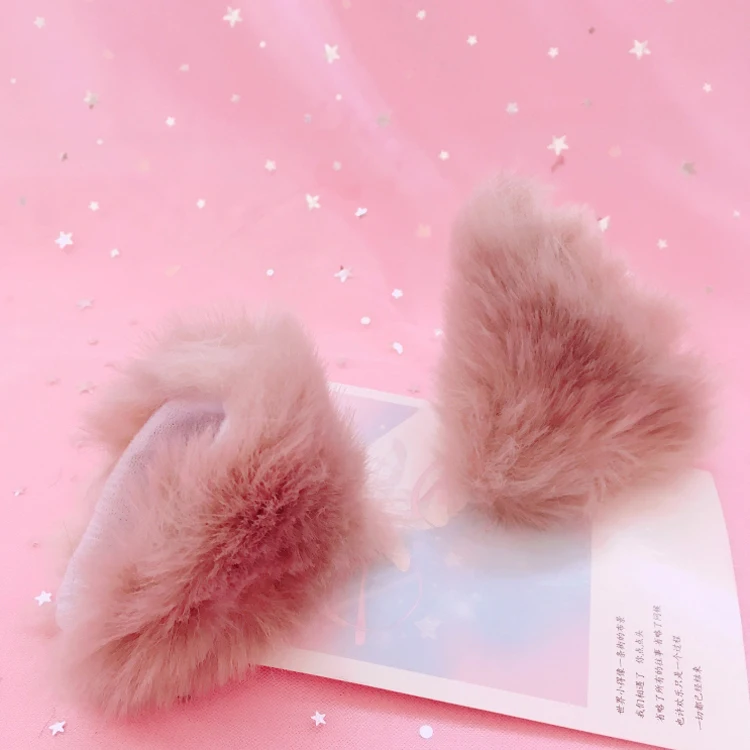 Khaki hairpin pair Японская девушка мягкой сестра» и кроличьими ушками, пальто заколки для волос в форме кошки с плюшевой подкладкой с украшением в виде кошачьих ушек волос зажим, аксессуар для волос с лисьими ушками женские аксессуары для волос - Цвет: Khaki hairpin pair