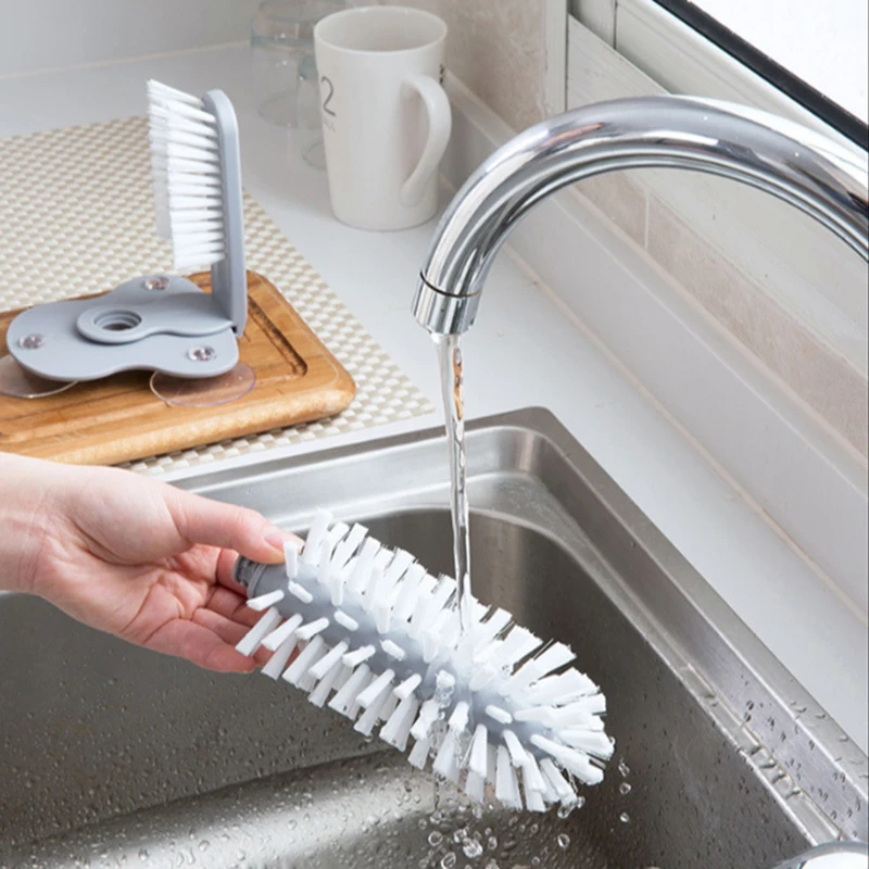 

Cleaning Brushes Suction Wall Wash Cups Detachable Brush Long Handle Mug Plastic Tea Cup Clean Glass Rotating Household Artifact