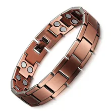 Винтажный медный магнитный браслет для мужчин/женщин 2 ряда магнит здоровая лечебная терапия Био энергия Модная бижутерия Браслеты