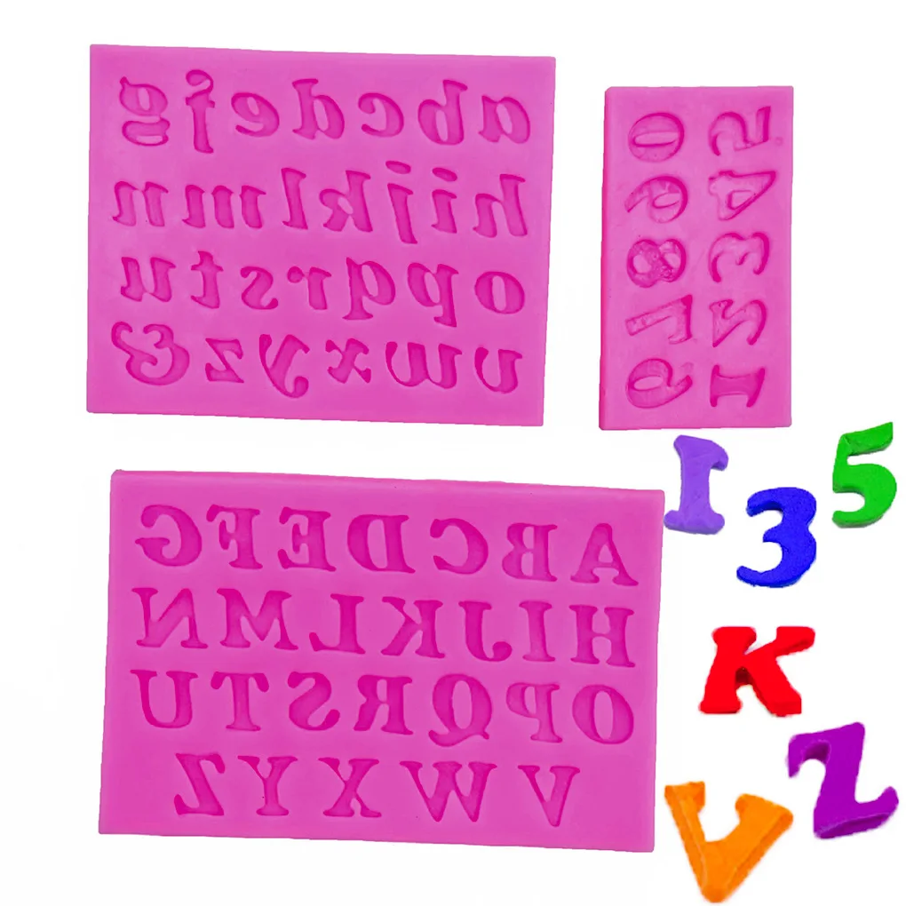 3pcs Silicone Cake Mold Alphabet Number Baking Mould Home Kitchen Baking Accessories afbeelding
